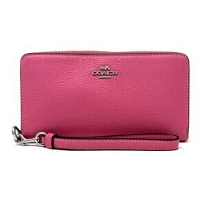 Coach Long Zip Around Wallet Petunia Pink Leather C4451